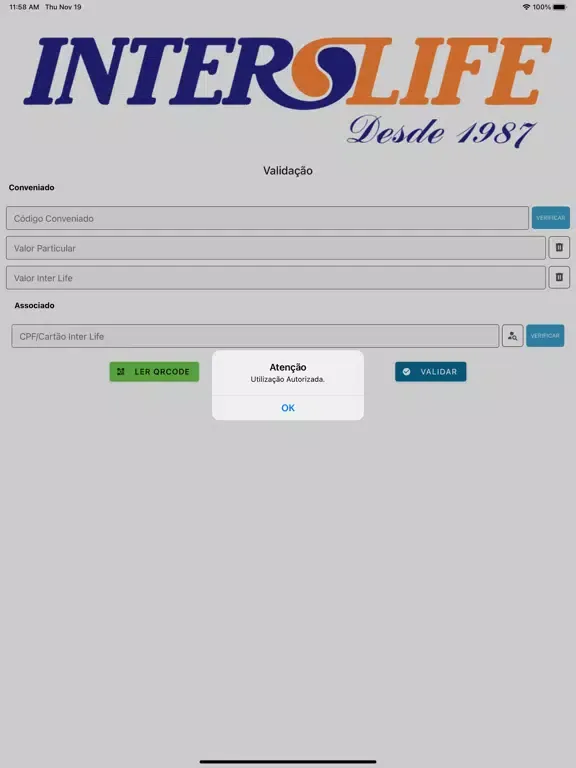 Capturas de pantalla de Validação Inter Life iPad 